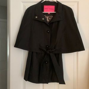 Betsey Johnson black womens trench / cape